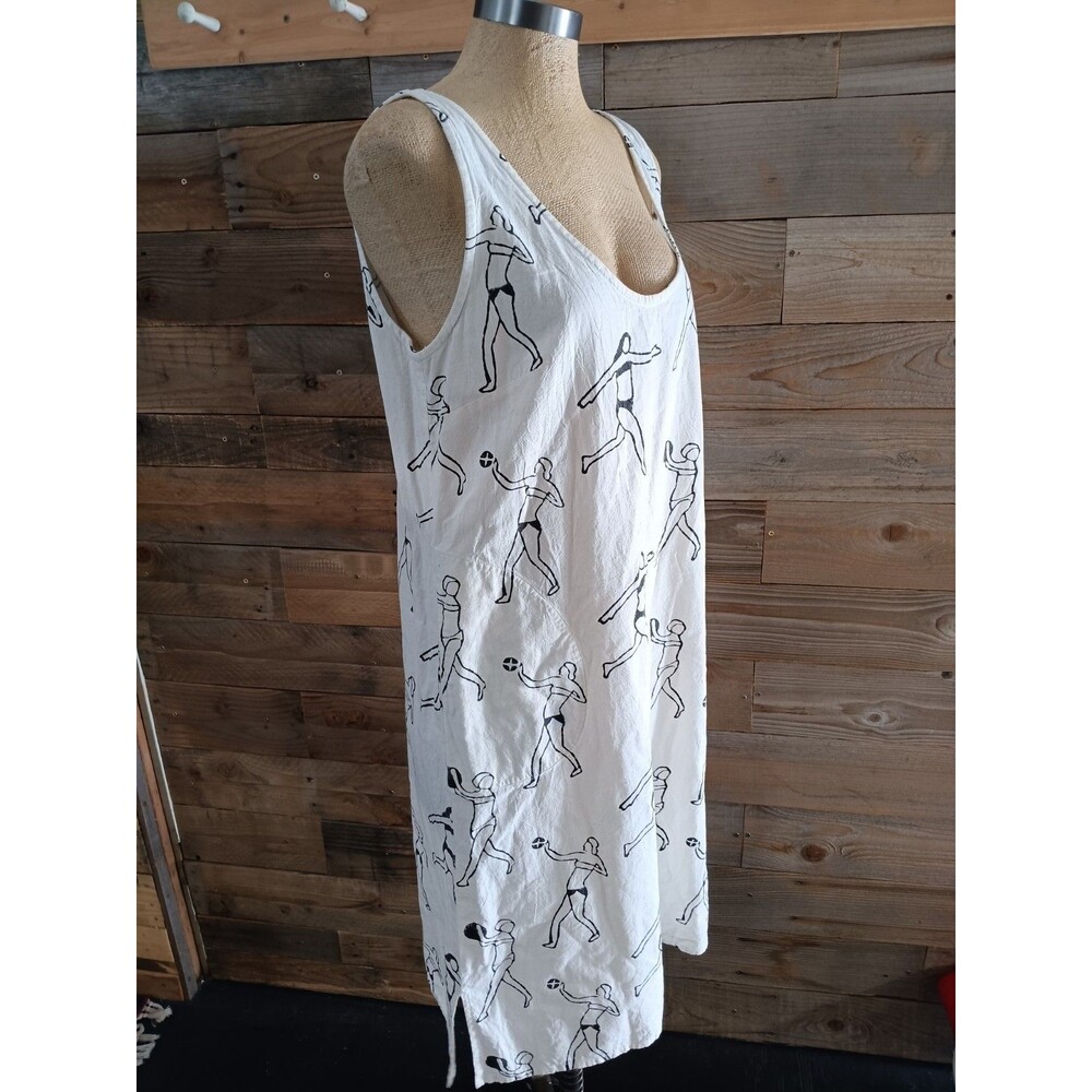 PO-EM The Demi Tank Sundress Sz. Lg. Cotton Villa Block Print Pockets Oversized - Picture 5 of 11